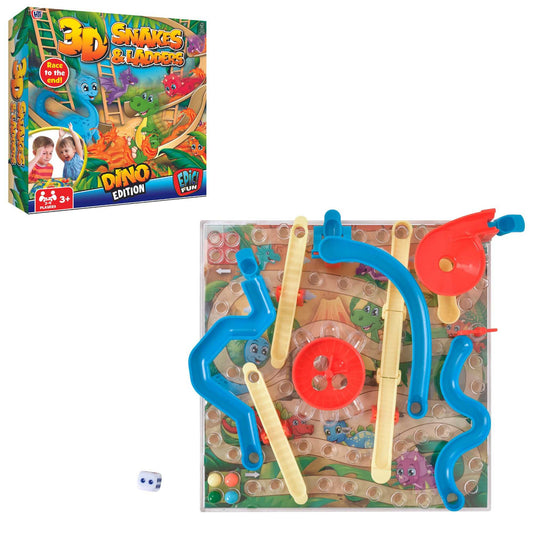 3D Snakes and Ladders Board Game - Dinosaur Edition