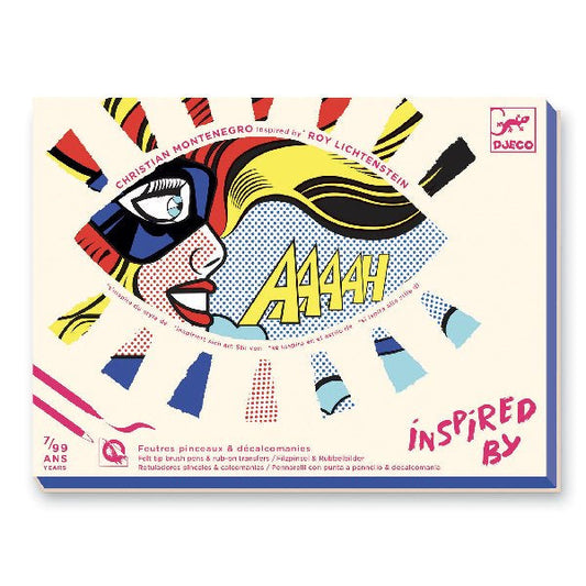 Djeco Superheroes Transfer Colouring Kit Inspired by Roy Lichtenstein  DJ09376