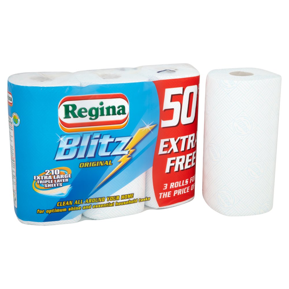 Regina Blitz Original 210 Extra Large Triple Layer Sheets 3 Rolls