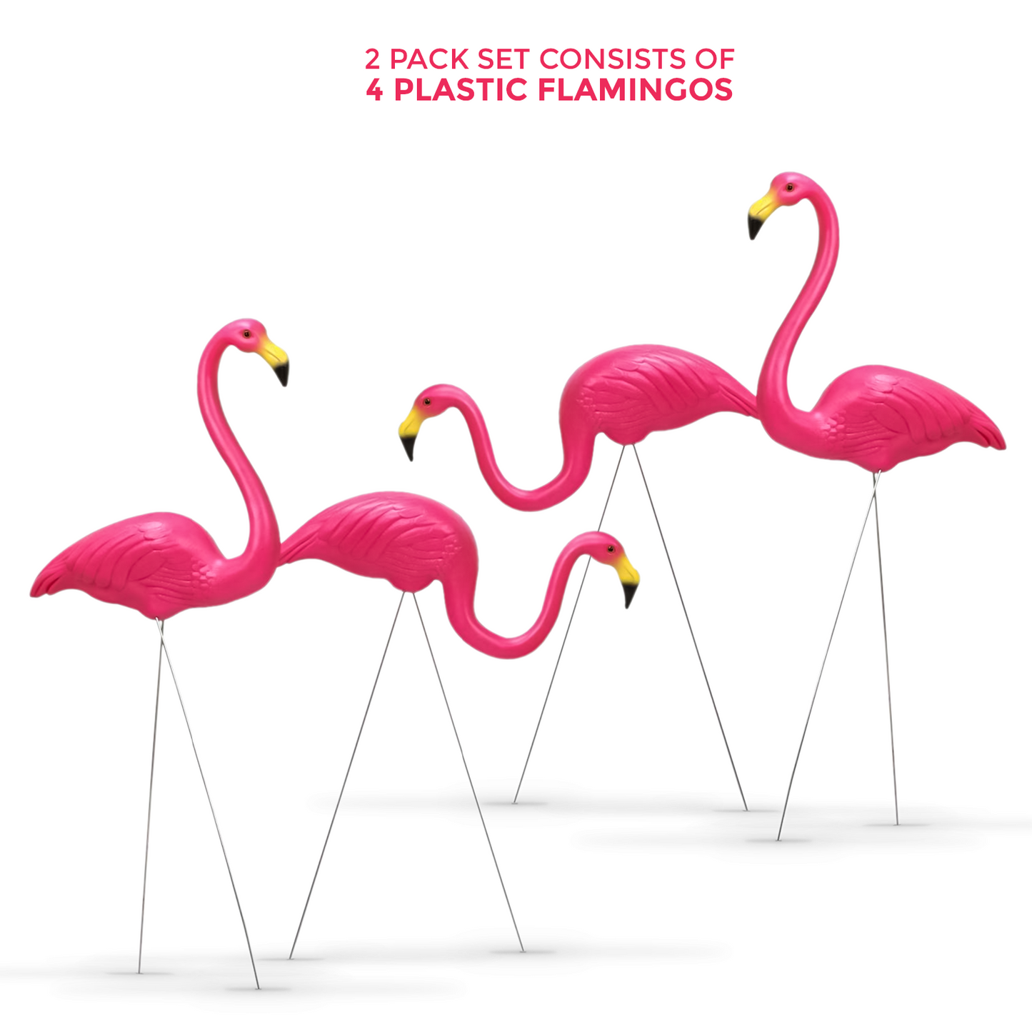 2-Pcs Garden Pink Flamingo Bird
