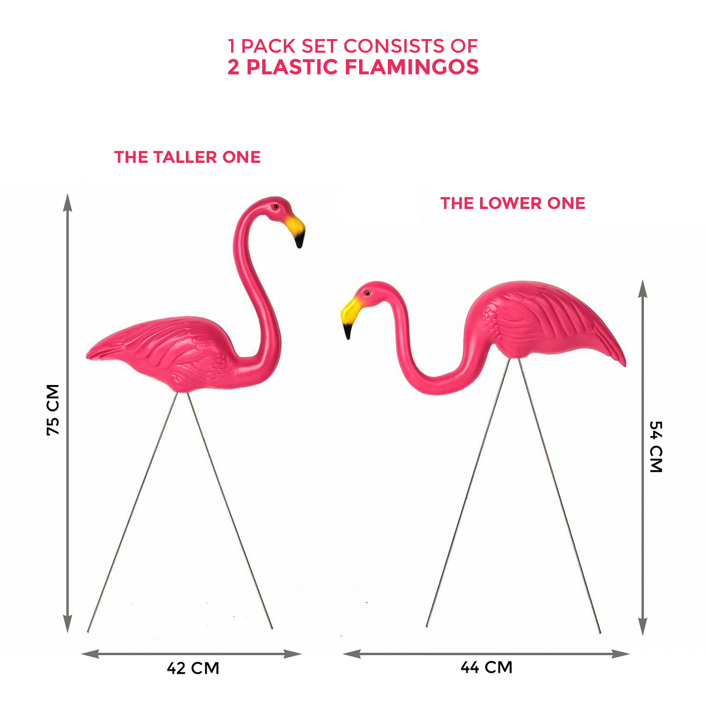 2-Pcs Garden Pink Flamingo Bird