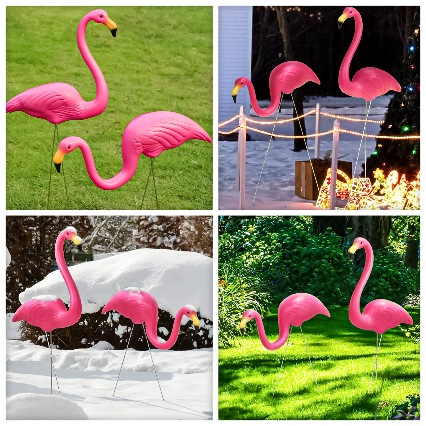 2-Pcs Garden Pink Flamingo Bird