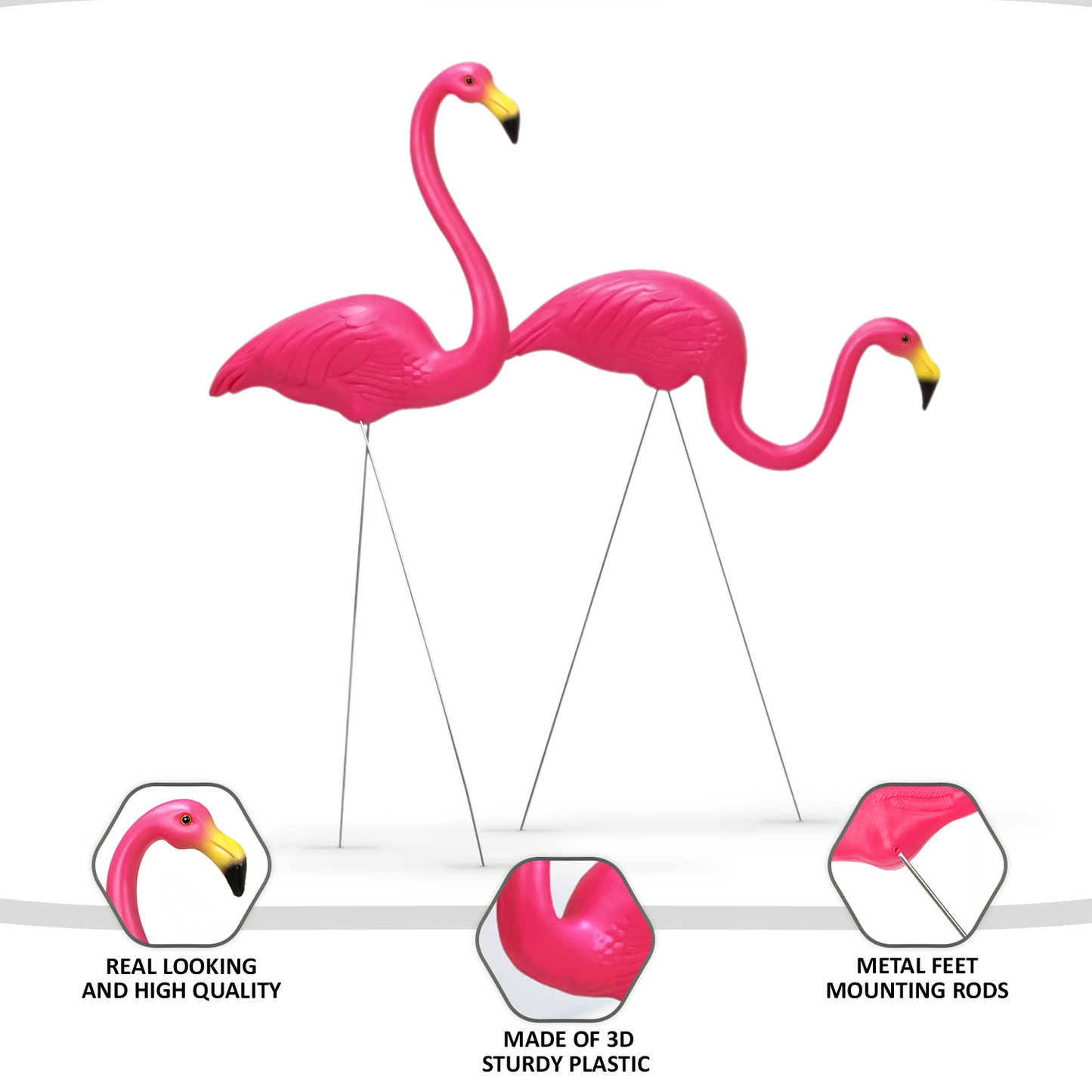 2-Pcs Garden Pink Flamingo Bird