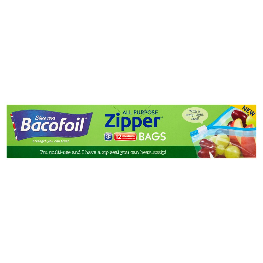 Bacofoil Zipper All Purpose Bags 12 x Medium