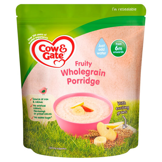 Cow & Gate Fruity Wholegrain Porridge Baby Cereal, 125g (Case of 5)