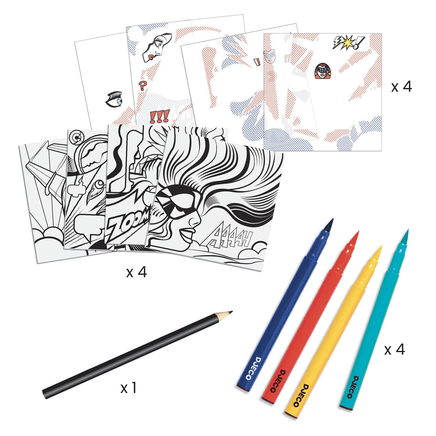 Djeco Superheroes Transfer Colouring Kit Inspired by Roy Lichtenstein  DJ09376