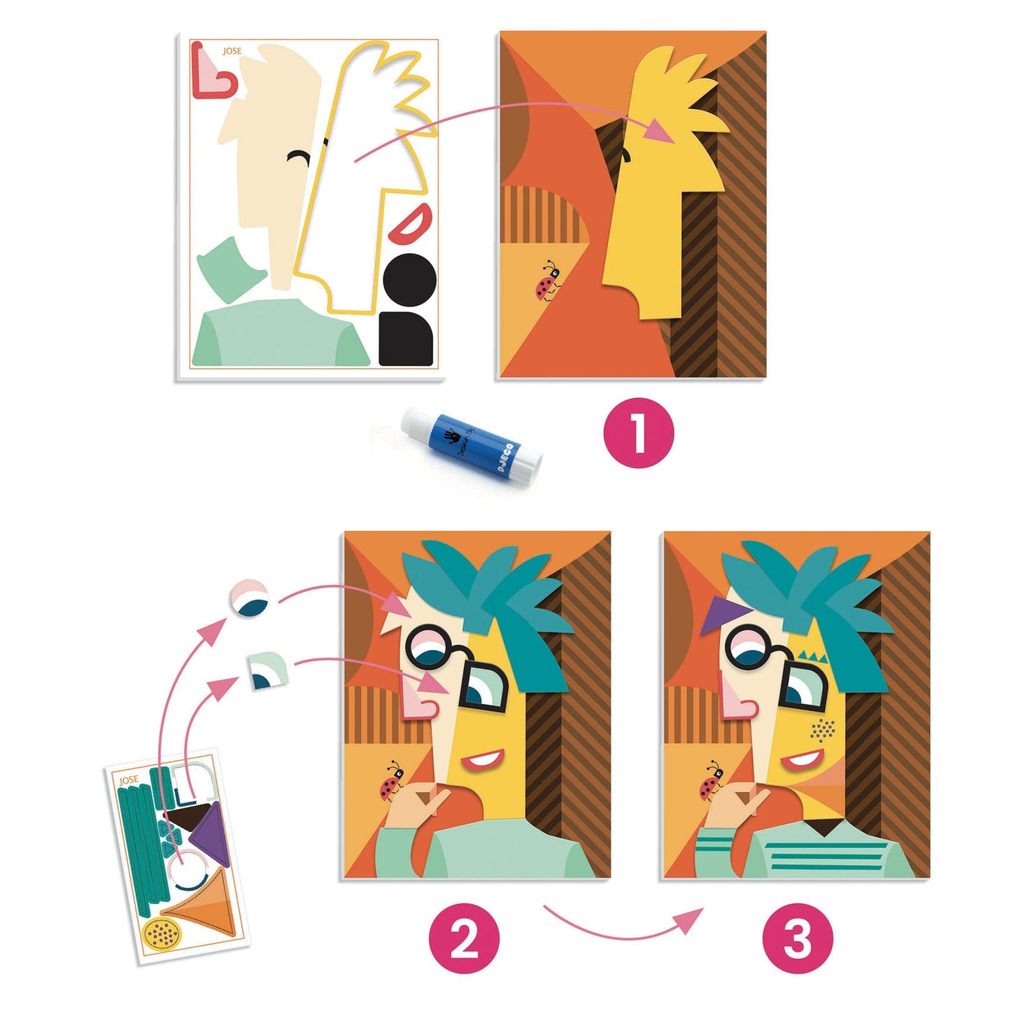 Djeco Squared heads Collage Kit - Inspired by Pablo Picasso
