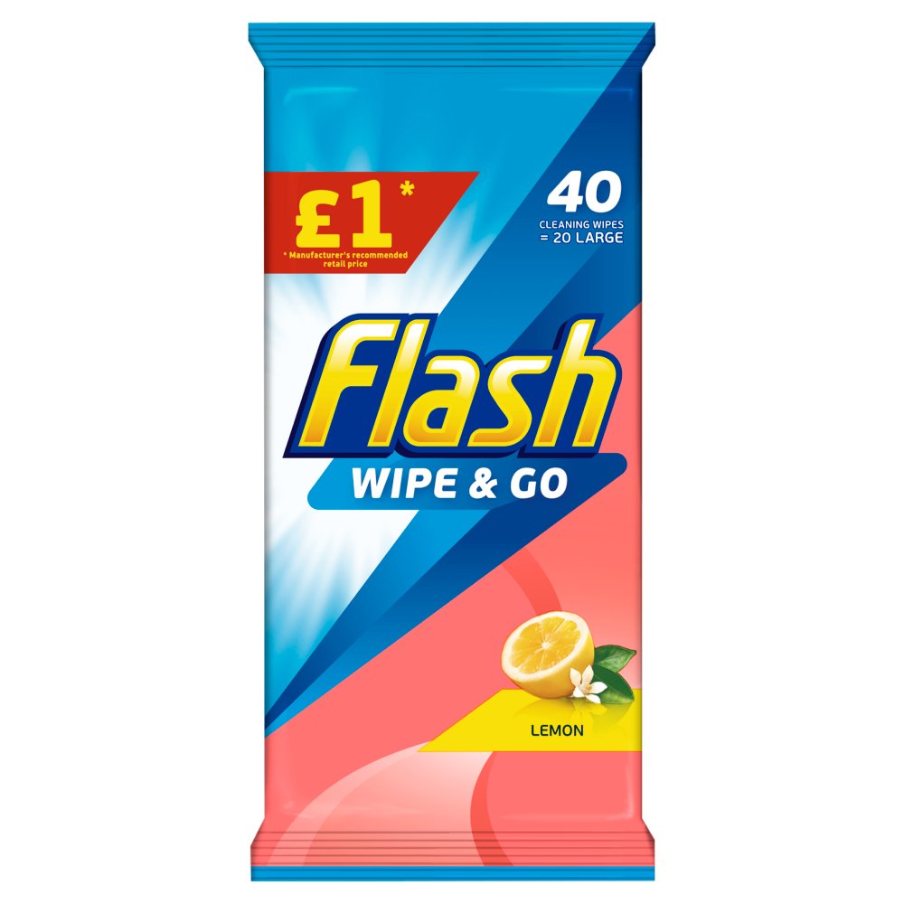 Flash All Purpose 20 Wipes Powerful Cleaning Lemon (Box of 10)