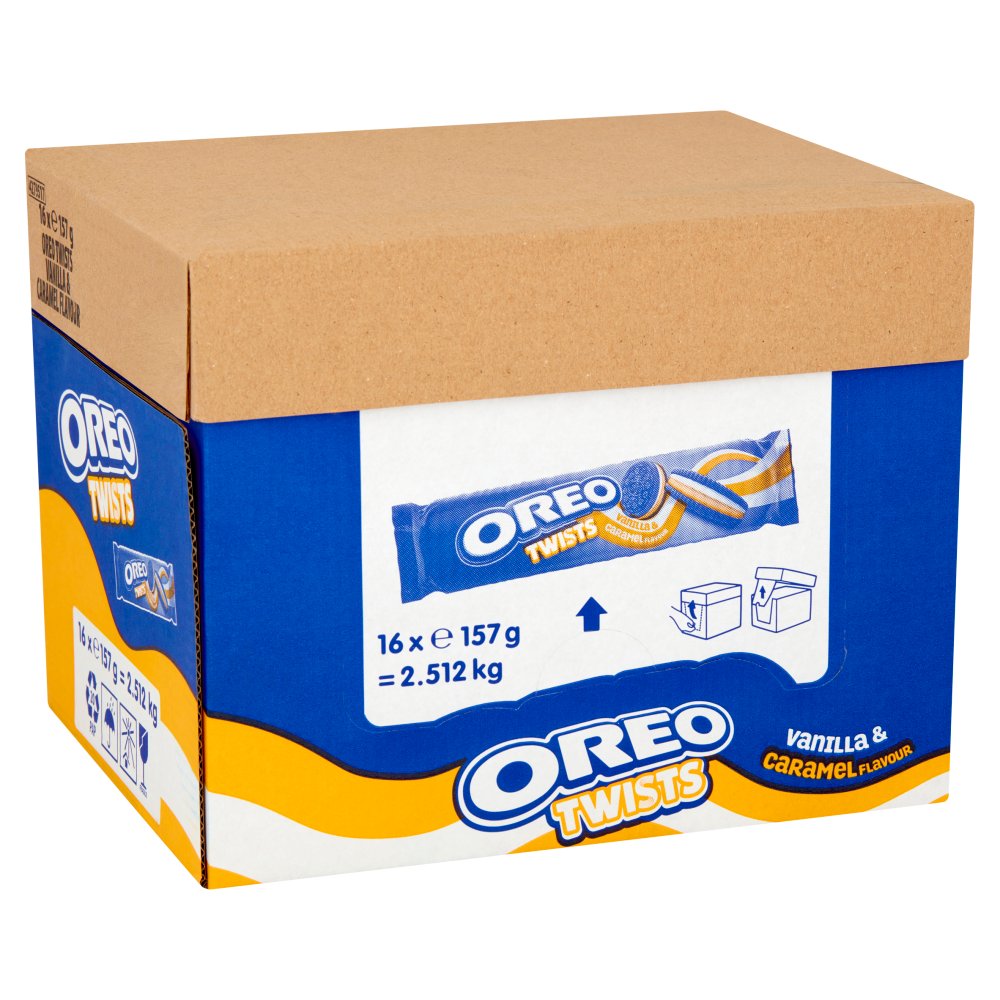 OREO Twist Vanilla & Caramel Flavour Sandwich Biscuits 157g (Box of 16)