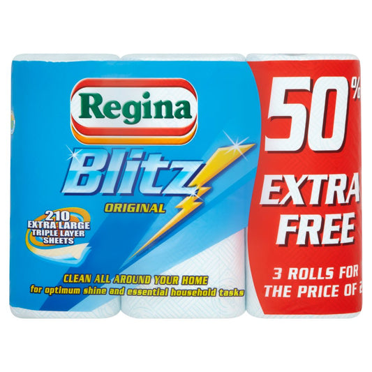 Regina Blitz Original 210 Extra Large Triple Layer Sheets 3 Rolls
