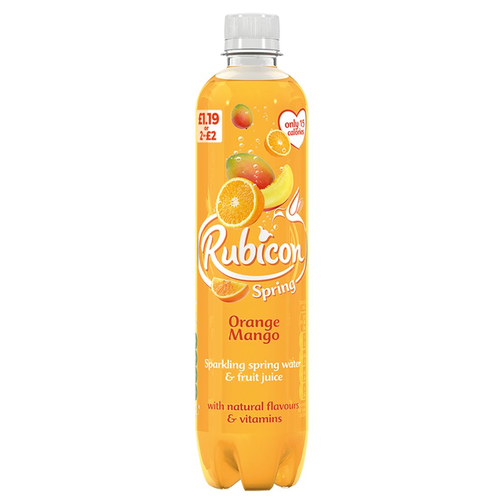 Rubicon Spring Orange Mango Flavoured Sparkling Spring Water, 500ml (Case of 12)