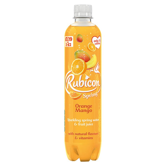 Rubicon Spring Orange Mango Flavoured Sparkling Spring Water, 500ml (Case of 12)