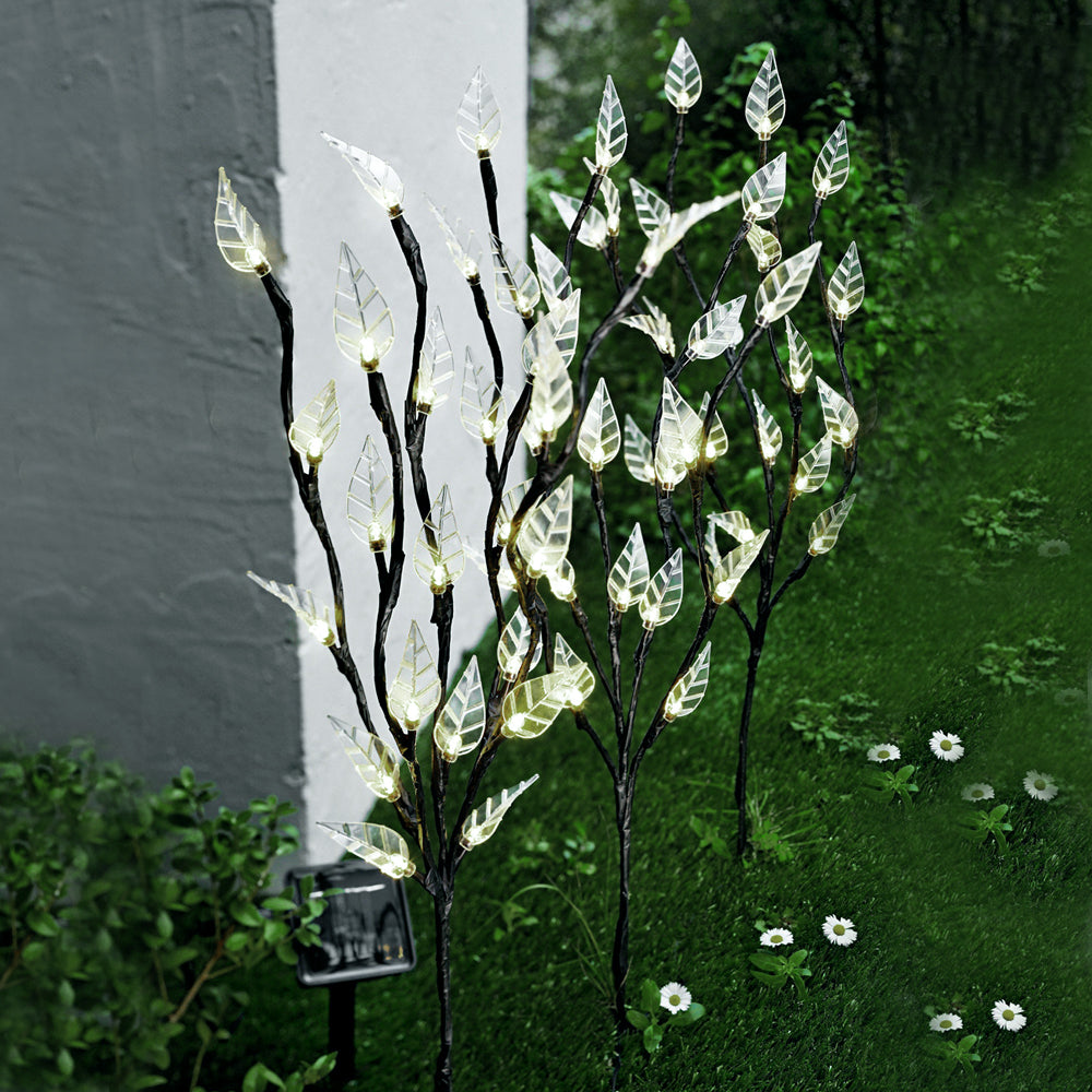 3Pcs 60 LED White Leaf Solar Lights