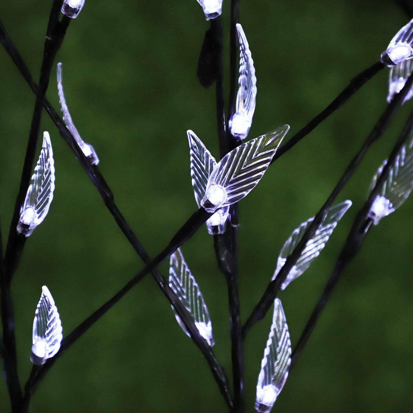 3Pcs 60 LED White Leaf Solar Lights