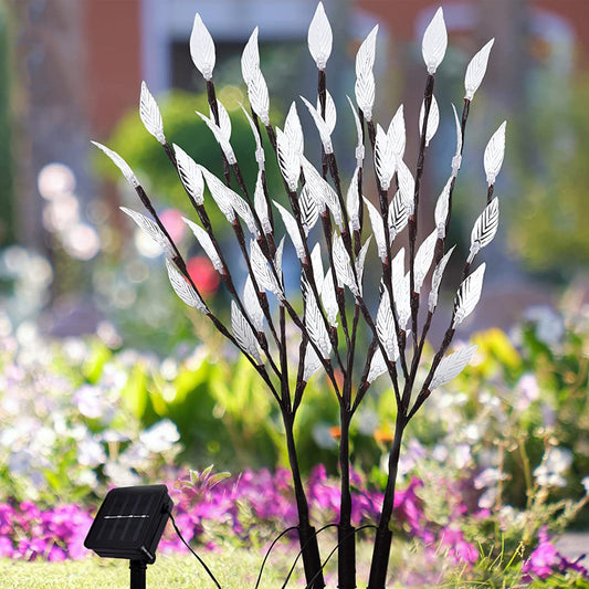 3Pcs 60 LED White Leaf Solar Lights