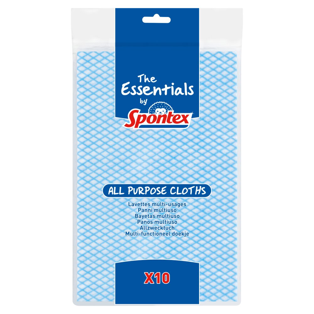 Spontex Essentials All Purpose Cleaning Cloths - 12 packs of 10 (Total 120 Cloths)