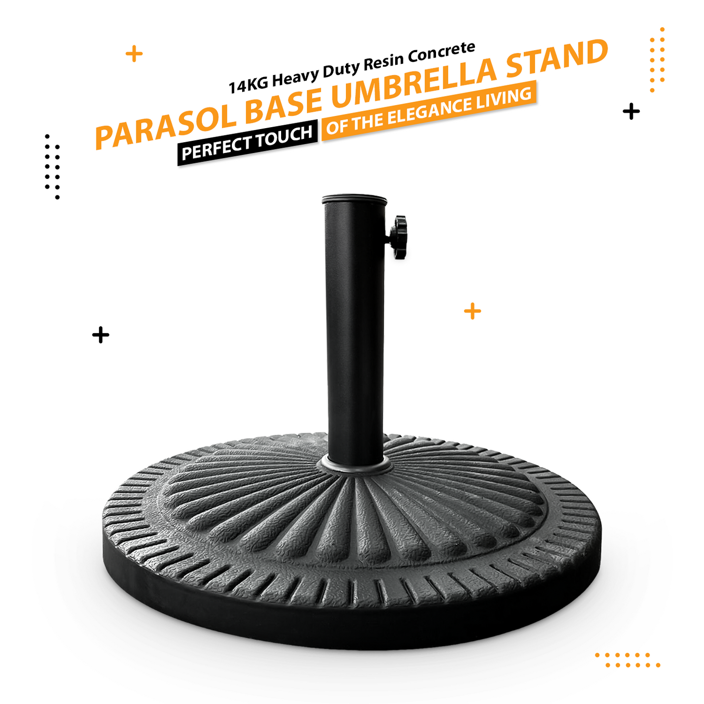 14kg Concrete Round Parasol Base - Black