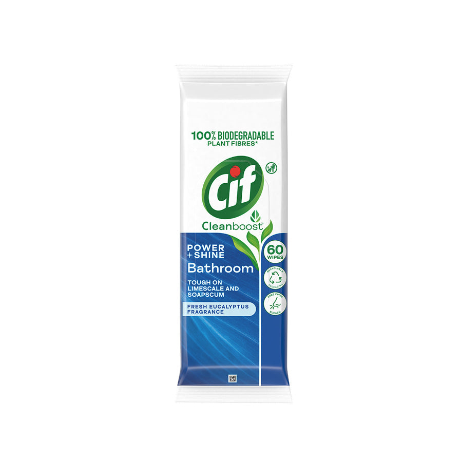 Cif Cleanboost Power & Shine Bathroom Wipes (60 Wipes)