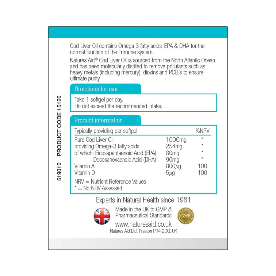 Natures Aid Cod Liver Oil 1000mg (180 Pack)