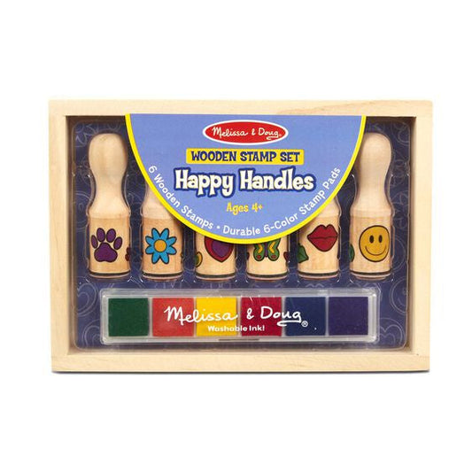 Happy Handle Emoji Stamps - Wooden Stamping Set
